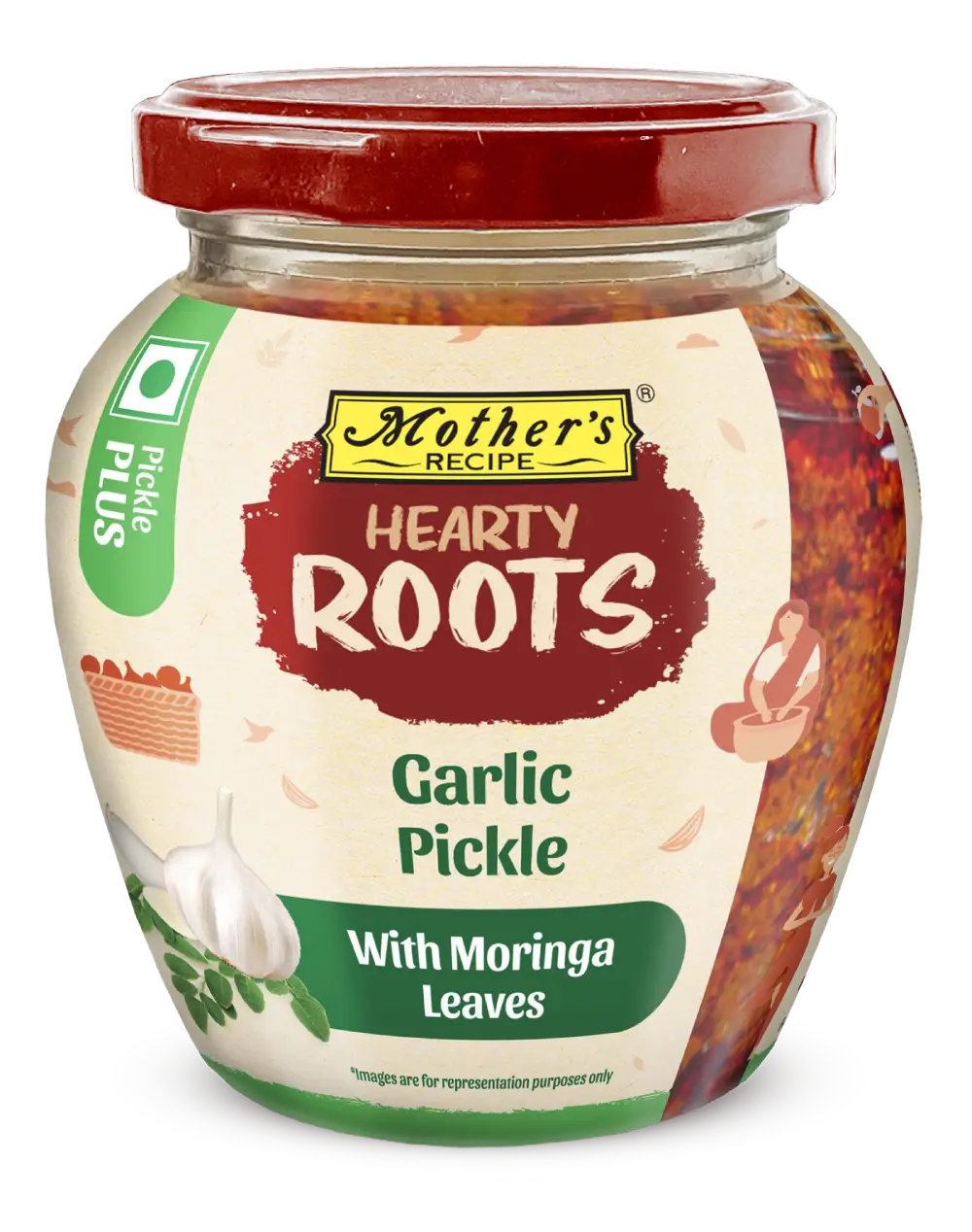 Garlic <br> <span class="lighter">Pickle with</span> <br> Moringa <br/> Leaves